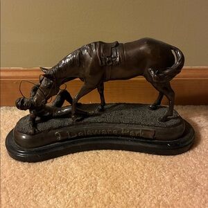 Delaware Park Bronze Horse and Jockey Statue